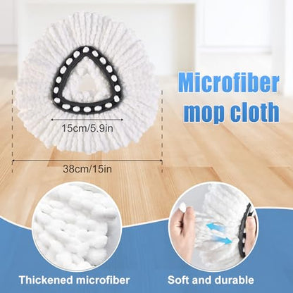 Mop Heads Replacements for O Ceda,Mop Replace Head for Oceda Easywring 1 Tank,4 Spin Mop Replacement Head 1 Scrub Brush and 1 Base Deep Cleaning & Machine Washable - color: Blue+white