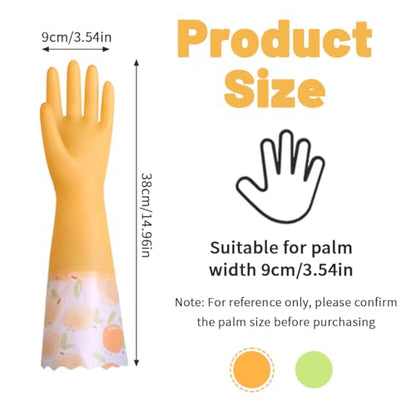 Dishwashing Cleaning Gloves, Long Rubber Gloves with Cotton Lined | Resuable Latex Free Dishwashing Gloves, Non-Slip Waterproof Household Glove for Kitchen Laundry Working Gardening Cooking