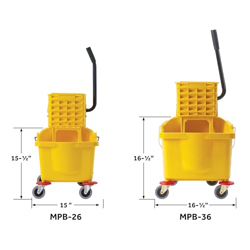 Winco Commercial Mop Bucket on Wheels, 26 Quart, Yellow - color: Yellow, size: 26 Quart