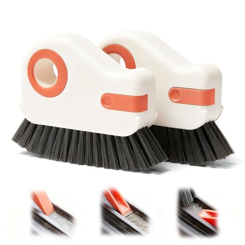 Window Track Cleaner 2 in 1 Groove Cleaning Brush Hidden Scraper and with Hard Bristle,Multifunction Window Sill Cleaner Tool for Sliding Door,CreviceKitchen,Bathroom,and Home Cleaning(Orange,2pcs) - color: Orange, size: 2pcs