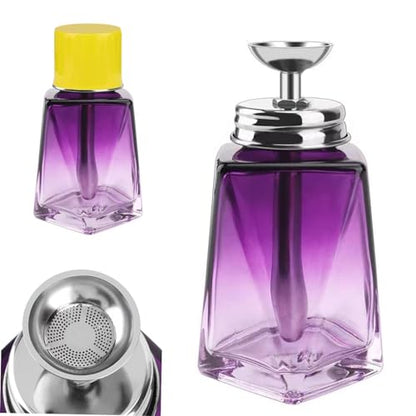 5 Oz/ 150ml Glass Push Down Pump Dispenser Bottle With Cap Push Down Glass Empty Pump Dispenser for Alcohol Makeup Clear Refillable Bottle Hand Pumping Press Container (Purple) - color: Purple - 150ml - Oval - 1pcs