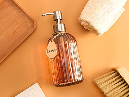 Thick Glass Soap Dispenser with Silicone Pad – Premium Quality – Dish Soap Dispenser, Hand Soap Dispenser – Rust Proof Stainless Steel Pump – Ideal for Kitchen Dish Soap, Bathroom Soap - color: Stainless Steel White Pump
