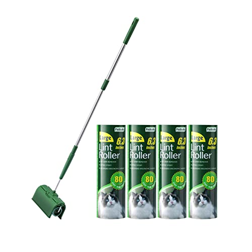 Fedicelly Large Lint Rollers Pet Hair Extra Sticky Floor, Cat Dog Hair Remover Laundry Clothes Carpet Furniture,6.3 inches Wider with 320 Sheets Giant Lint Remover Brush for Couch with Long Handle - size: 1 Roller (Extendable Handle)/320 Sheets