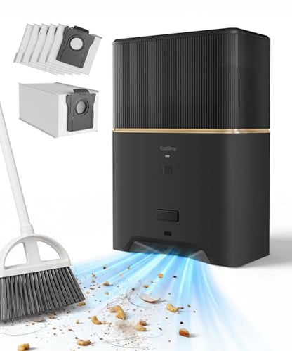 Touchless Vacuum Automatic Dustpan, Bagged Design with Replaceable Dust Bags, Up to 3-Month No Cleaning, 26,000Pa Powerful Suction, One-Touch Auto & Manual Mode for Pet Hair Kitchen & Salon - color: Black
