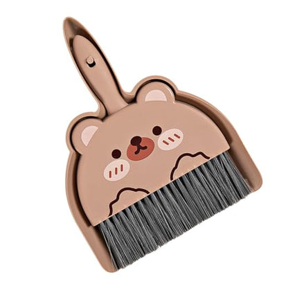 Mini Dustpan and Brush Set, Cartoon Portable Cleaning Broom with Dust Pan, Handheld Dust pan with Cleaning Brush Combo for Desk Keyboard Countertop (Bear) - size: Bear