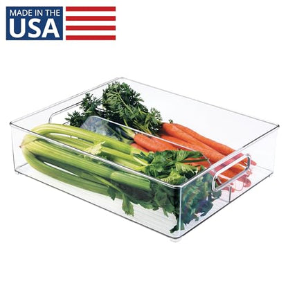 iDesign Divided Pantry Bin with Handle, Clear | For Pantry, For Refrigerator, For Freezer - style: Pack of 1