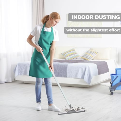 Floor Squeegee - 52 Inch Adjustable Long Handle 14.2 Inch Rubber Blade 180° Rotatable Head Heavy Duty Squeegee Broom for Floor Window Bathroom Tile Garage Concrete Shower Patio (White) - color: White