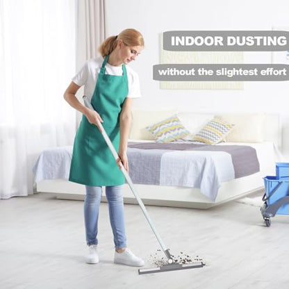 Floor Squeegee - 52 Inch Adjustable Long Handle 14.2 Inch Rubber Blade 180° Rotatable Head Heavy Duty Squeegee Broom for Floor Window Bathroom Tile Garage Concrete Shower Patio (White) - color: White