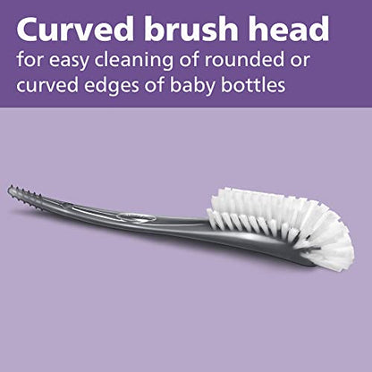 Philips AVENT Baby Bottle Brush | Nipple Cleaning | Grey | Pack of 2 | SCF145/18 - size: 1 Count (Pack of 2)