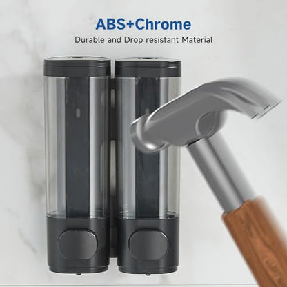 Shampoo and Conditioner Dispenser,Shower Dispenser 2 Chamber No Drill Wall-Mounted Shampoo Dispenser for Shower Wall Mounted Shower Dispenser for Bathroom Hotel,Matte Black1 - color: Matte Black 2 Chamber