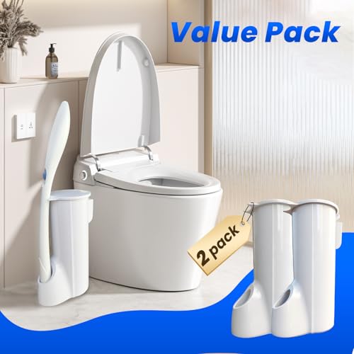 2 Packs Toilet Wand Caddy Holder (Holder Only, No Wand), Disposable Brush Kit, Stand Toilet Cleaning Starter Kit, Wall Mounted Storage Caddy. - color: Pearl White