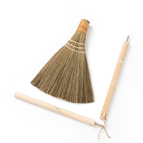 Handmade Whisk Sweeping Broom - Vietnamese Straw Soft Broom for Indoor or Outdoor Sweeping - Broom Decorative 9.45" Width, 39.37" Length