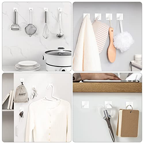 VIS'V Adhesive Towel Hooks, Waterproof Shower Wall Stick on Hooks, 2 Extra Adhesive Strips, White, 4 Pcs - color: White