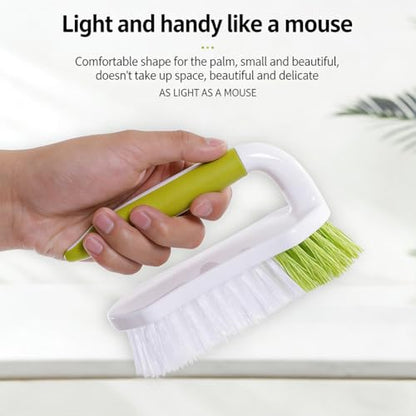 Scrub Brush 2 Pack Heavy Duty Stiff Bristle Multi-Purpose Cleaning Brush with U-Shaped Handle Durable Plastic Small Brush for Shoes Floor Kitchen Sink Bathroom Scrubber (Yellow-Green+Gray) - color: Yellow-green+gray