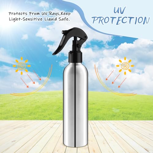 250ml/8 Oz Aluminum Spray Bottles,Empty Reusable Heavy Duty Mist Spray & Water Sprayer,Pressure Sprayer Spray Pump Bottles for Home Garden Plant Household Cleaning Solutions-Pack of 4