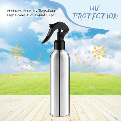 250ml/8 Oz Aluminum Spray Bottles,Empty Reusable Heavy Duty Mist Spray & Water Sprayer,Pressure Sprayer Spray Pump Bottles for Home Garden Plant Household Cleaning Solutions-Pack of 4