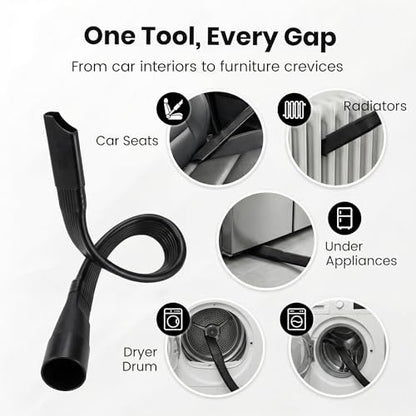 25" Flexible Dryer Vent Cleaner Kit - Household Cleaning Supplies, Refrigerator Appliance Long Coil Brush, Flexible Lint Remover, for Vacuum Hoses All 1-1/4" or 1-3/8" (32mm - 35mm) Vacuum