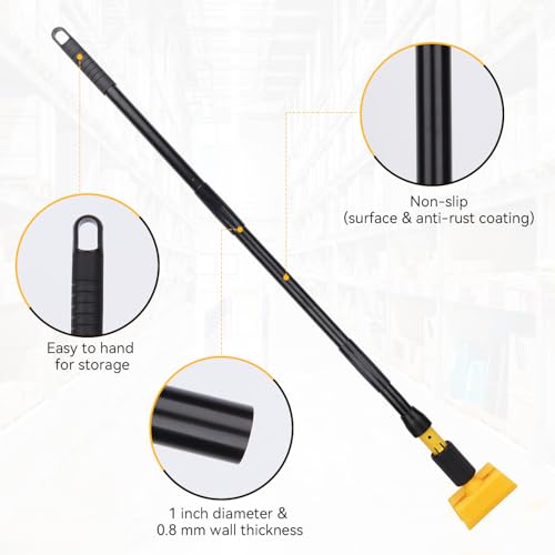 Mop Handle Commercial Heavy Duty - 57 Inch Industrial Metal Mop Stick with Jaw Clamp Replacement for Floor Cleaning - Professional Gripper Mops Head Replacement Holder - color: Black 2