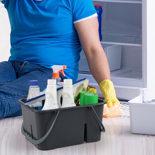 Plastic Cleaning Caddy with Handle, Portable Storage Caddy, Gray, F