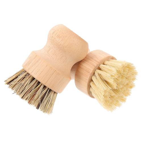 FRCOLOR 2pcs Natural Palm Scrub Brush Set for Kitchen Cleaning, Sturdy Sisal and Coconut Fiber Bristles, Multipurpose Dish and Pot Scrubber for Household Use