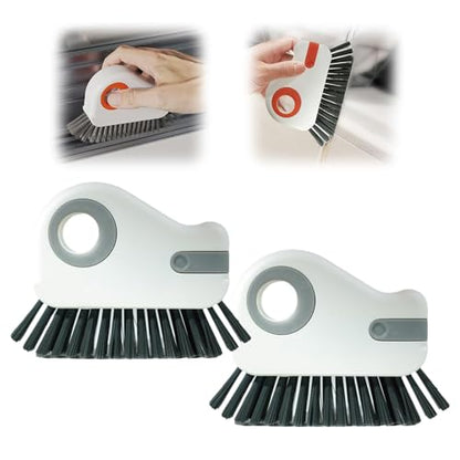 2 in 1 Groove Cleaning Brush, Upgrade Window Track Cleaning Tools, Multifunction Hard Bristle Crevice Cleaning Brush with Hidden Scraper for Sliding Door Track, Window Sill, Window Seal (Gray*2) - color: Gray*2