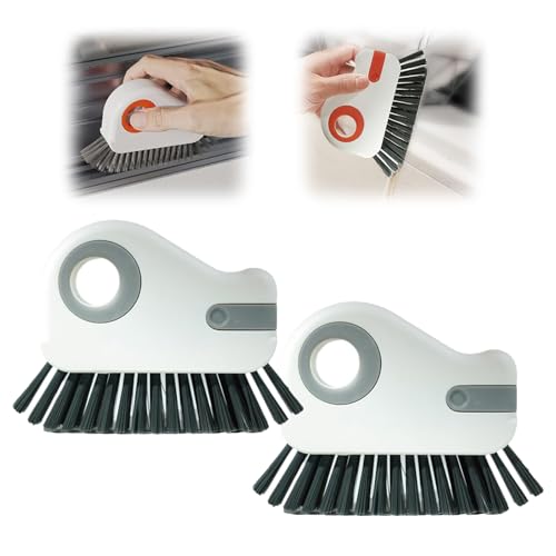 2 in 1 Groove Cleaning Brush, Upgrade Window Track Cleaning Tools, Multifunction Hard Bristle Crevice Cleaning Brush with Hidden Scraper for Sliding Door Track, Window Sill, Window Seal (Gray*2) - color: Gray*2