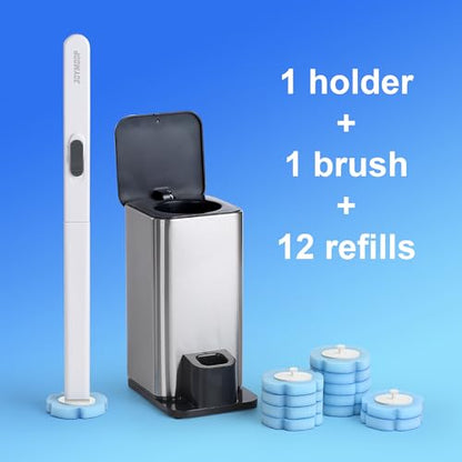 JOYMOOP Bathroom Cleaning Set, Mop and Bucket System with Toilet Brush Set, White, Microfiber Flat Mop for Household & Commercial Floor and Bathroom Cleaning - color: White Liteb131