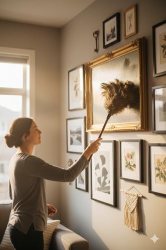 Premium Professional Feather Duster 21" | Natural Handheld Duster for Cleaning & Feather Mopping | Genuine Ostrich Feather with Long Wooden Handle | Eco-Friendly & Reusable (50 cm)