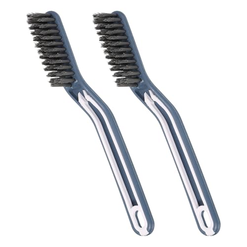 uxcell Crevice Cleaning Brush with Tweezer, Hard Bristle Gap Brush for Tidying Narrow Space, Deep Cleaning Supplies for Kitchen Sink, Toilet, Bathroom, Bathtub, Home, Window, Blue 2Pcs - color: Blue
