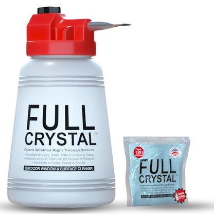 Full Crystal Window Cleaning Kit – 4 oz Glass Cleaner and Bottle with 27 ft Reach, Makes Up to 640 fl oz, Cleans Up to 20 Windows, Scrub-Free, Rinse-Free - style: 4 Ounce (Pack of 1)