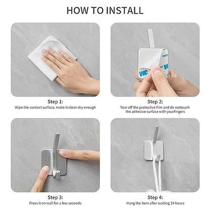 Paoli Heavy Duty Adhesive Wall Hooks, 30 lb Max Load Waterproof Hooks for Bathroom Towels Coats Bags, No Drill Damage-Free for Renters Apartment Dorm, Matte Silver, 4 Pack - color: Silver