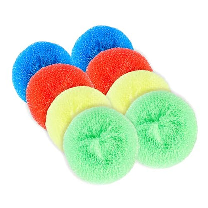16-Pack Non-Scratch Nylon Scouring Pads – Durable Round Kitchen Scrubbers in 4 Colors – Safe for Non-Stick Cookware – 2.5" Diameter – Multi-Surface Cleaning Pads for Home, Kosher & Commercial Use