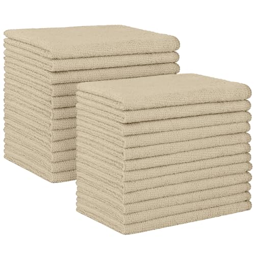 HOMEXCEL Brown Microfiber Cleaning Cloth, 24 Pack Absorbent Cleaning Rags, Lint-Free, Streak-Free Cleaning Towels for Car Kitchen House, 12"X11" - color: Brown, size: 12 x 11 inch