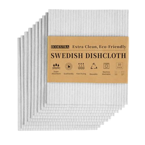 Swedish Dishcloths for Kitchen 10 Pack, Grey Cellulose Sponge Cloths of Reusable Dish Cloths for Cleaning,Super Absorbent Dish Towels for Washing Dishes - color: Grey