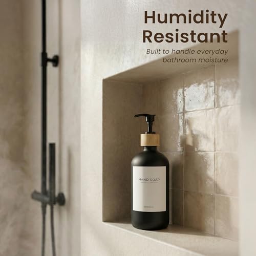 MaisoNovo Glass Hand Soap Dispenser | Dish Soap Dispenser for Kitchen | 16.9oz Black Bottles with Black Bamboo Pump | Bathroom Lotion Dispenser - color: Single Black Bottle/Black Bamboo Pump