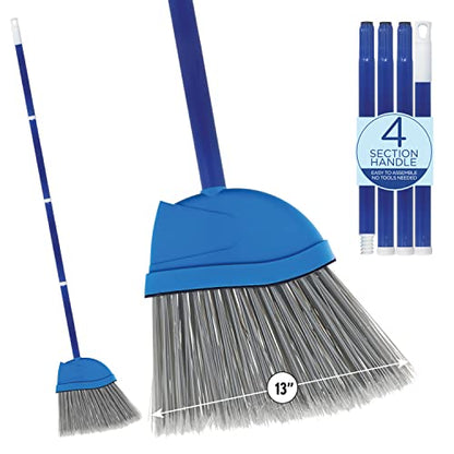 Angle Broom, Indoor, 13" W, Large Style - Made w/Recycled Soda Bottle Bristles & High Gloss Resin Coated Steel 4-Piece Handle, by LOLA, 1 Pack - size: Steel Handle, style: Large Angle Broom