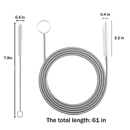 ICEYLI 61 Inch Long Drain Brush Hose Flexible Feeding Tube and Pipe Cleaning Brush with 2 PCS 7.9 Inch Straw Brush