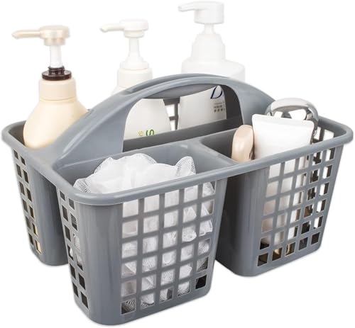Portable Shower Caddy Basket,Convenient Cleaning Supplies Organizer with Compartments and Handle,Ideal for Bathroom, Bedroom, Kitchen, College Dorm,Garden,etc.12.4" x 7.4" x 5.1"gray - color: gray