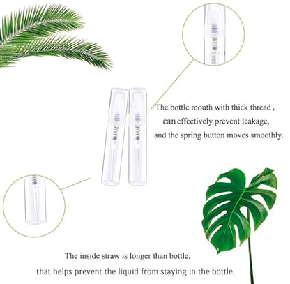 Mini Spray Bottle, Clear Plastic Empty Sample Containers, Fine Mist Perfume Travel Refillable Spray Bottle Perfume Atomizer Small Portable Bottle for Cleaning, Essential Oils 120Pcs 3ml - style: 120PCS,3ML