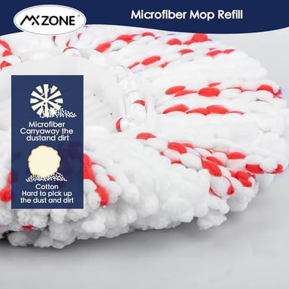 Spin Mop Replacement Heads Compatible with O-Cedar EasyWring 1-Tank System - Microfiber Mop Head Refills for Deep Floor Cleaning, Scrub Pad for Tile Hardwood Kitchen, 2 Pack - size: 2pcs 1-Tank Mop Red