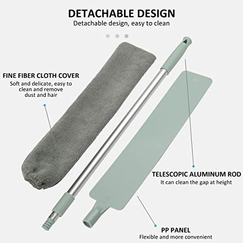 Retractable Gap Dust Cleaner, Microfiber Duster with Long Handle, Under Appliance Cleaning Gadgets, Removable Washable Telescopic Dust Brush for Wet and Dry