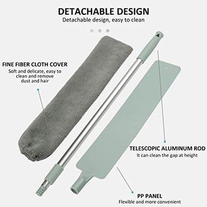 Retractable Gap Dust Cleaner, Microfiber Duster with Long Handle, Under Appliance Cleaning Gadgets, Removable Washable Telescopic Dust Brush for Wet and Dry