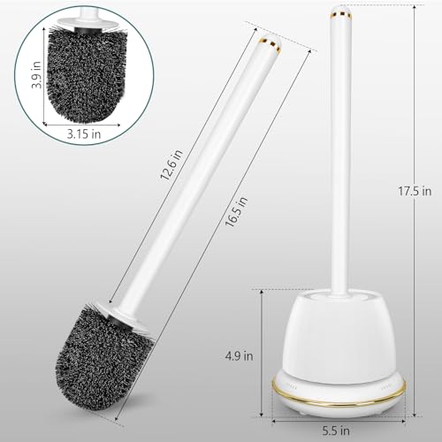 Gold Toilet Brush and Holder Set, Toilet Bowl Brush with Long Handle, Easy to Assemble of Compact Toilet Scrubber, Toilet Brush Set with No Leaks Have Vent, Stylish Gold Bathroom Accessories. U - size: 1 pack standard cover