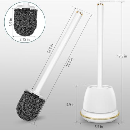Gold Toilet Brush and Holder Set, Toilet Bowl Brush with Long Handle, Easy to Assemble of Compact Toilet Scrubber, Toilet Brush Set with No Leaks Have Vent, Stylish Gold Bathroom Accessories. U - size: 1 pack standard cover