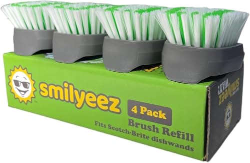 Smilyeez Replacement for Scotch Brite, 4-Pack, Makes Your Dishwand Like New, Dishwand Brush Refills, Easy to Install - style: 1 Pack