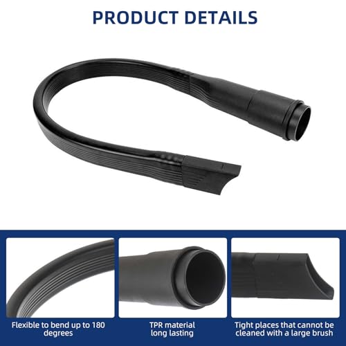 25" Flexible Vacuum Crevice Attachment Tool for Vacuum Hoses All 1-1/4" or 1-3/8" (32mm - 35mm) Flat Slot Nozzle Interface