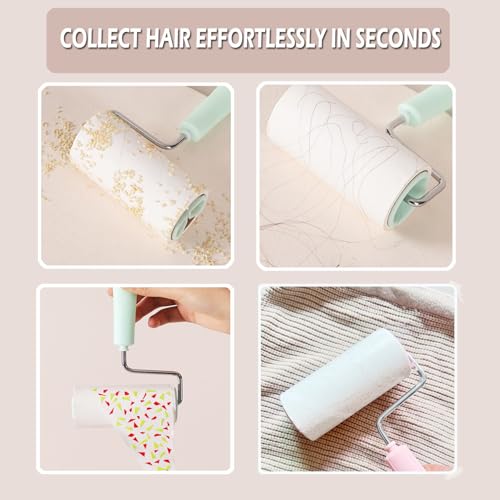 Lint Roller Remover with 180 Sheets, Pet Hair Remover Extra Sticky Roller Hair Dust Remover for Clothes, Furniture, Travel Household 1 Handle+3 Rollers Dog &Cat Hair Removal Green - size: 3.9 inch Green