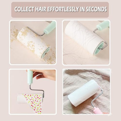 Lint Roller Remover with 180 Sheets, Pet Hair Remover Extra Sticky Roller Hair Dust Remover for Clothes, Furniture, Travel Household 1 Handle+3 Rollers Dog &Cat Hair Removal Green - size: 3.9 inch Green