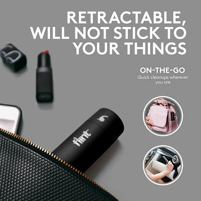 Flint Classic Black Retractable Mini Lint Roller with 90 Extra Sticky Sheets, Small and Portable Lint Roller, Ideal Pet Hair Remover, Travel Lint Rollers for pet Hair Extra Sticky - color: Black
