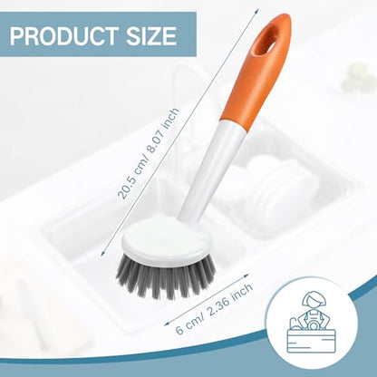 Patelai 12 Pack Kitchen Scrub Dish Brush with Long Handle Dish Scrubber with Stiff Bristles Scrub Brushes for Kitchen Dishes Washing Tools, Pots, Pans and Sink Cleaning (Multicolor) - color: Multicolor